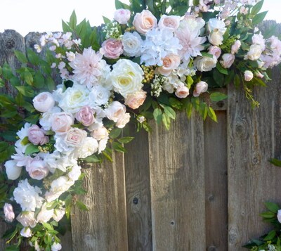 Blush Pink and White Wedding Arch Flowers, Wedding Arbor Flowers - image2